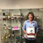 Karen McLennan with an array of outback products produce in Charleville by Sommariva
